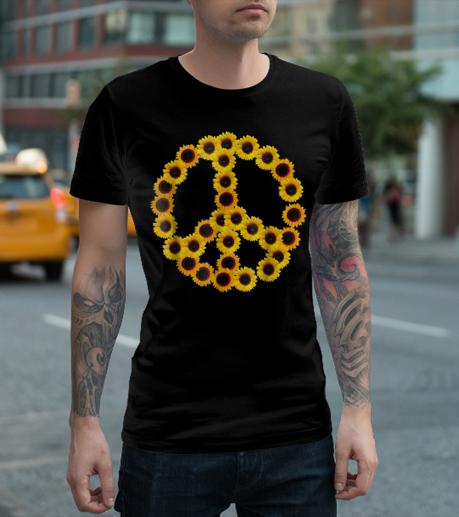 Sunflower Peace Symbol Floral Arrangement T-Shirt