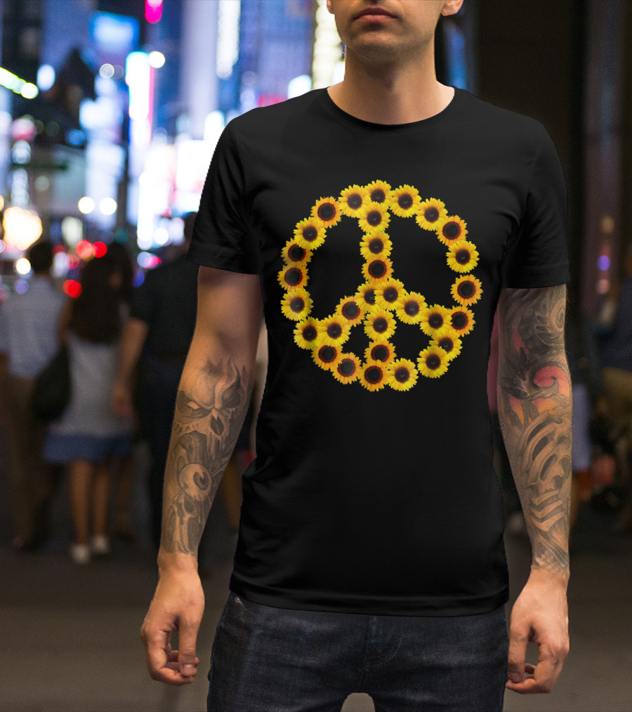 Sunflower Peace Symbol Floral Arrangement T-Shirt