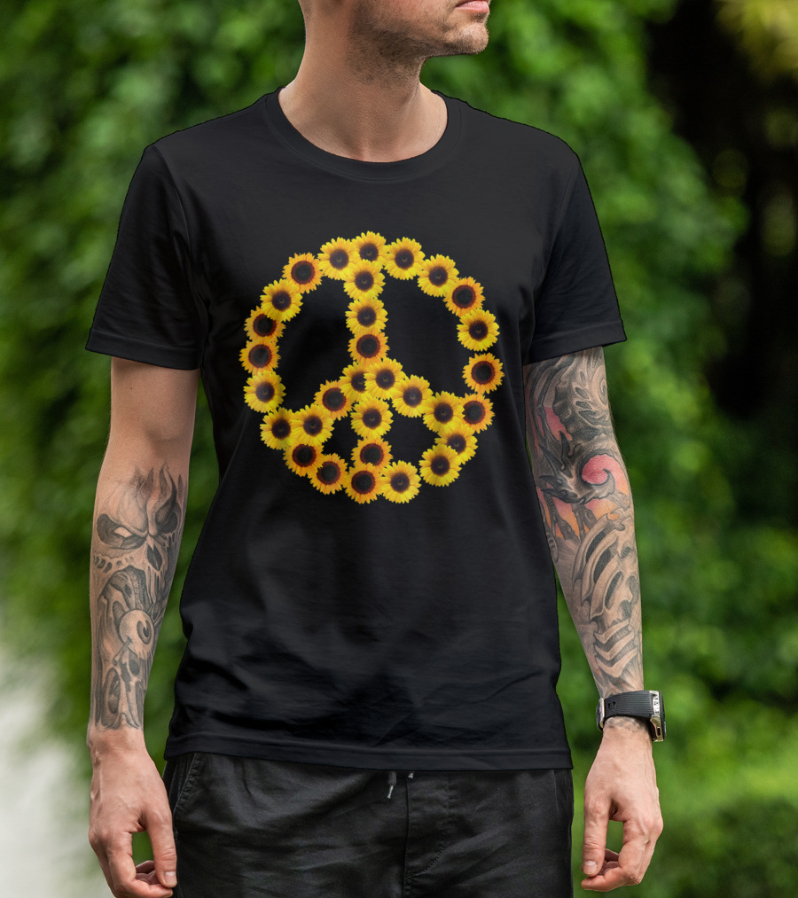 Sunflower Peace Symbol Floral Arrangement T-Shirt