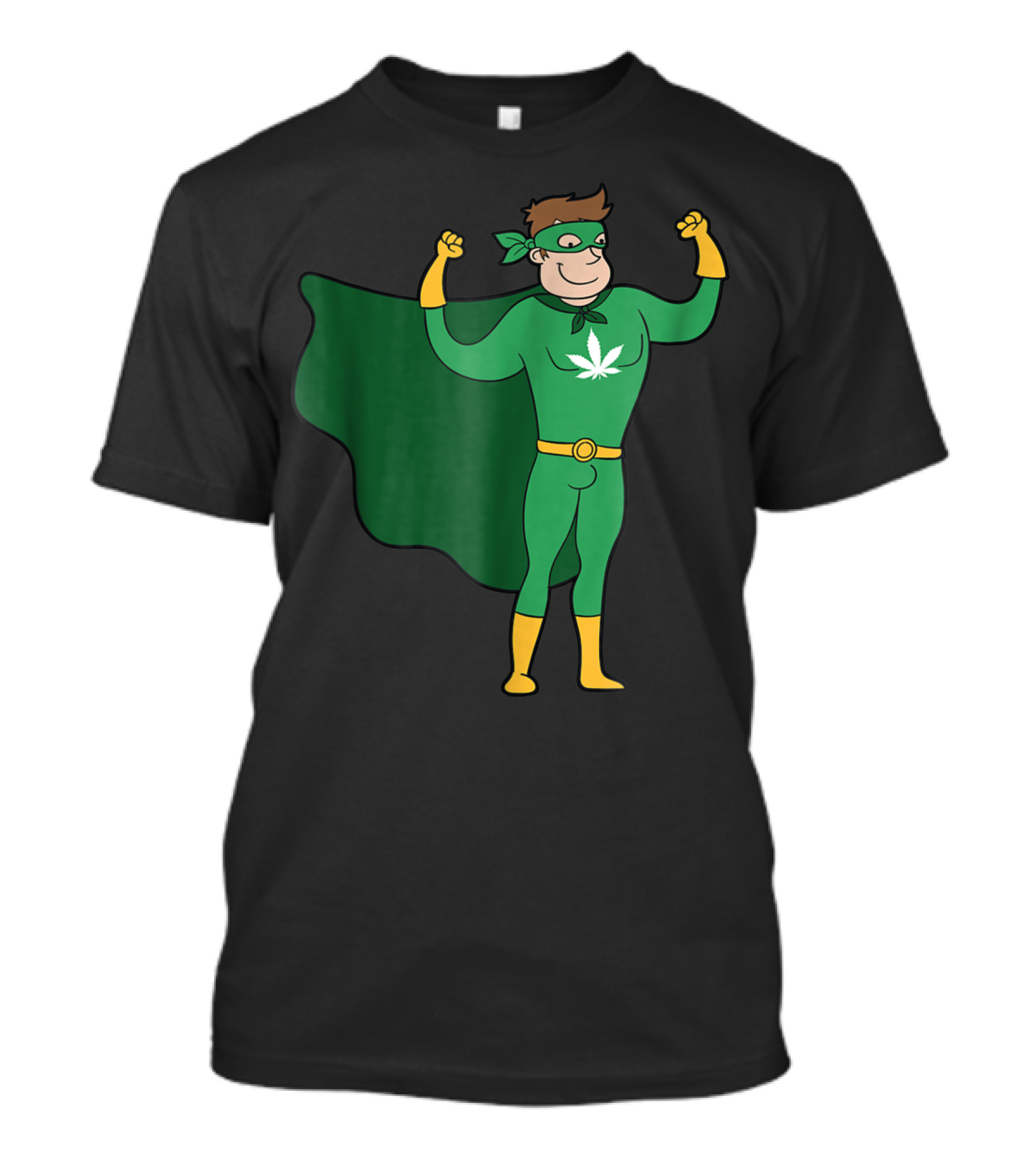 Superhero Weed Man Cannabis Leaf Costume Halloween T-Shirt