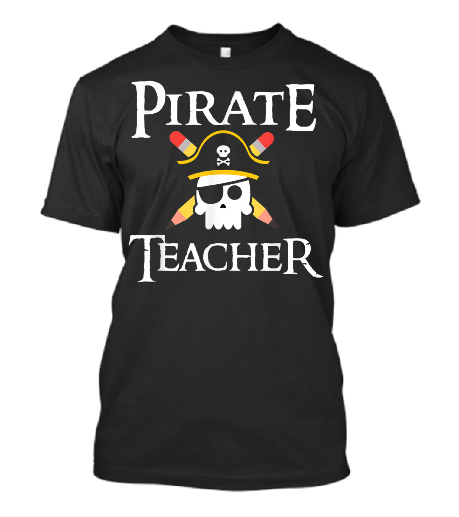 Pirate Teacher Skull With Pencils T-Shirt
