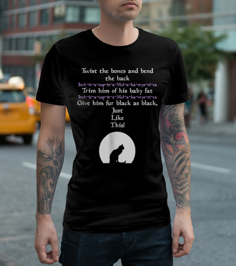 Thackery Binx Spell Itch-i-ta-cop-i-ta Black Cat Halloween Lyrics T-Shirt