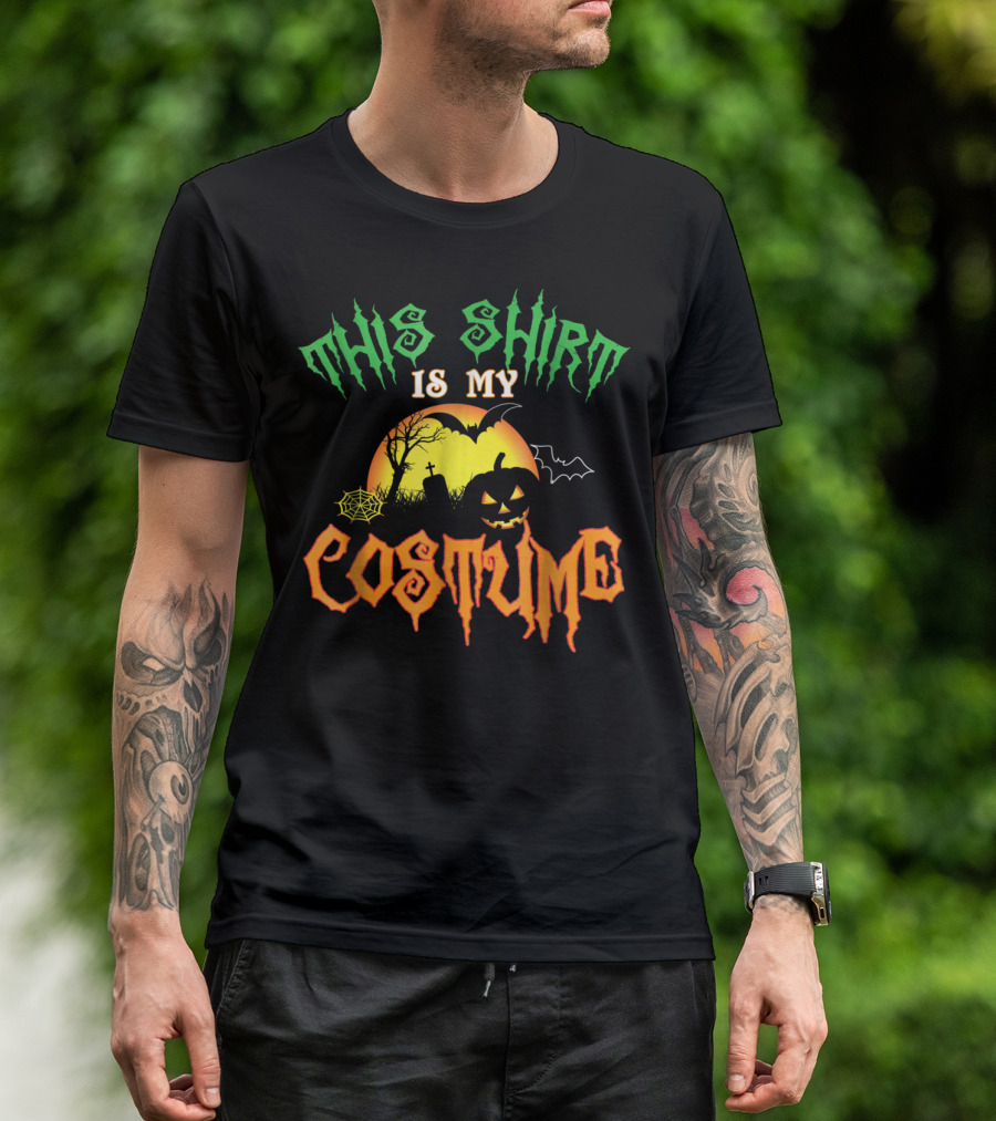 This Shirt Is My Costume Halloween Graveyard Pumpkin Bat Spiderweb T-Shirt