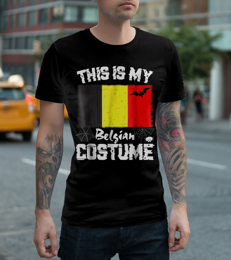 This Is My Belgian Costume Halloween Belgium Flag And Bat T-Shirt