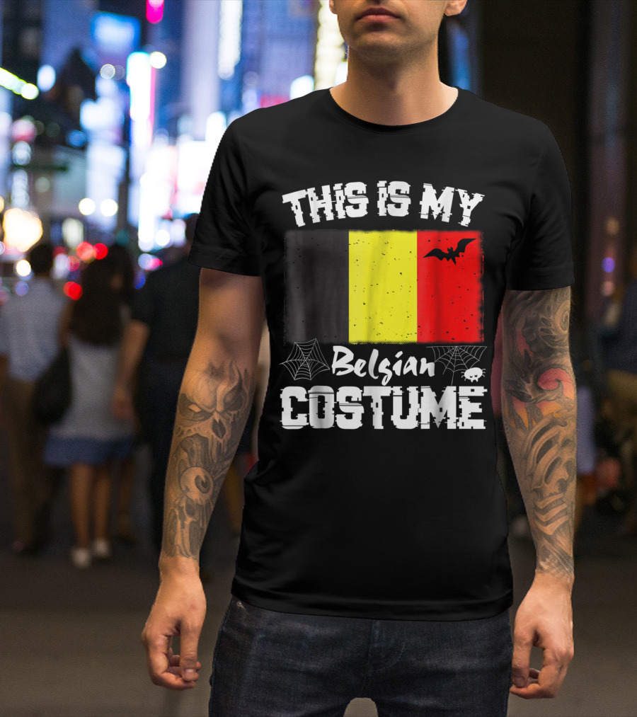 This Is My Belgian Costume Halloween Belgium Flag And Bat T-Shirt