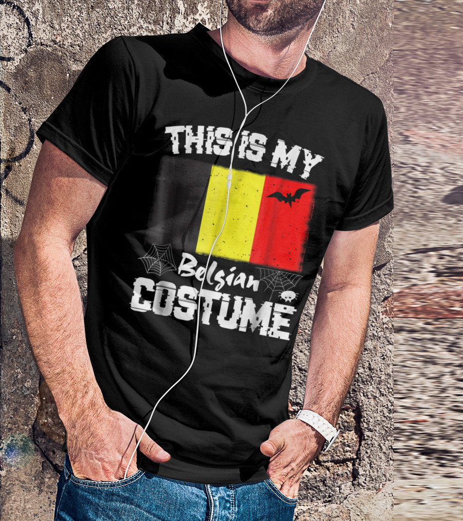 This Is My Belgian Costume Halloween Belgium Flag And Bat T-Shirt