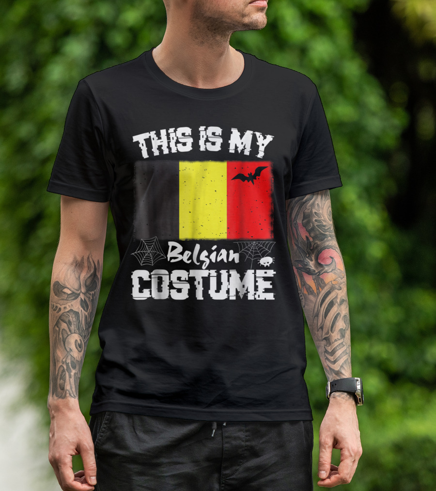 This Is My Belgian Costume Halloween Belgium Flag And Bat T-Shirt
