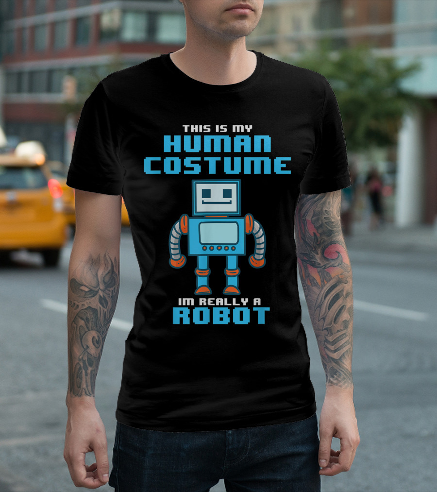 This Is My Human Costume I'm Really A Robot Retro Pixel Style Robot T-Shirt