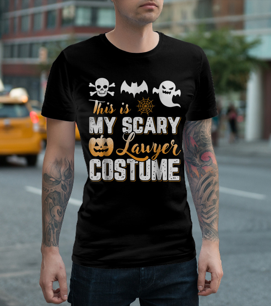 This Is My Scary Lawyer Costume Skull Ghost Bat Spiderweb Pumpkin T-Shirt