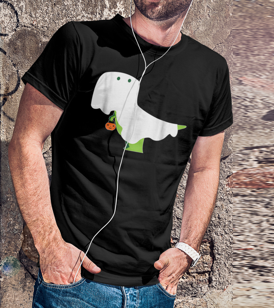 Trex Ghost Halloween Funny Dinosaur Pumpkin T-Shirt