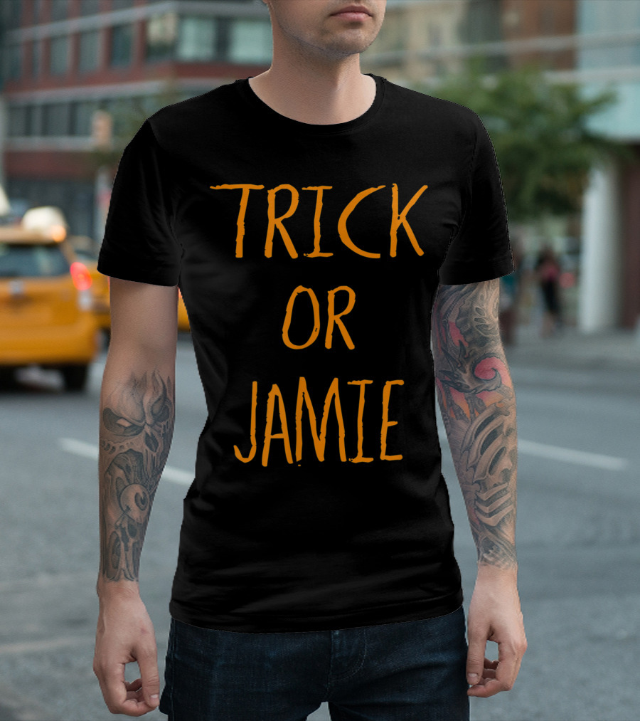 Trick Or Jamie Halloween Text Orange T-Shirt