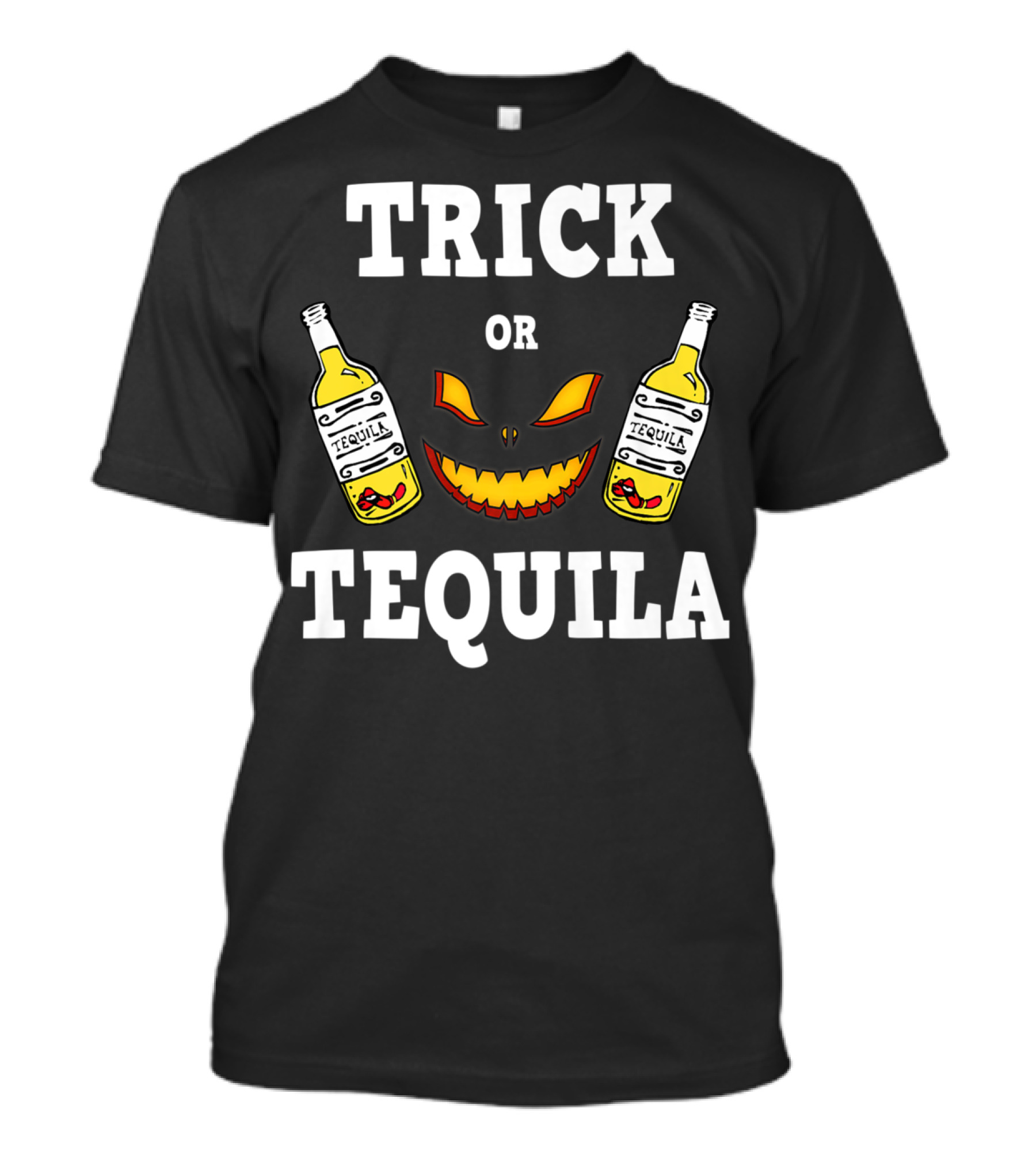 Trick Or Tequila Halloween Jack-O'-Lantern Bottles T-Shirt