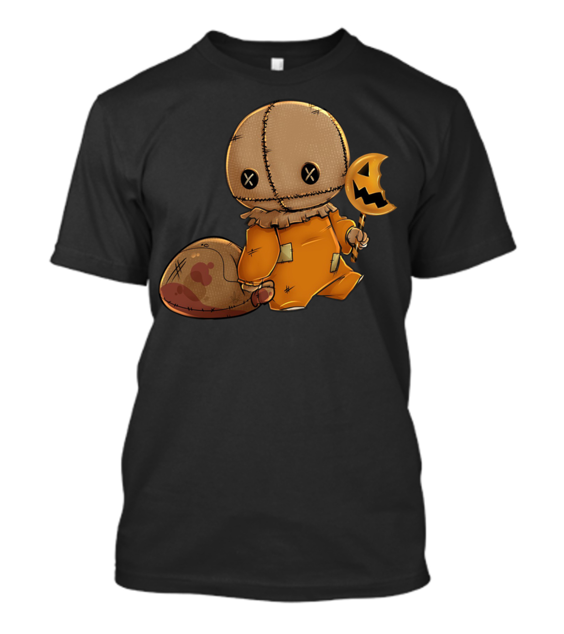 Trick R Treat Cute Sam In Orange Outfit With Pumpkin Lollipop T-Shirt