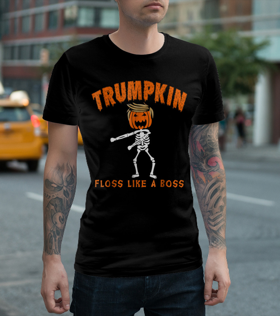 Trumpkin Halloween Skeleton Floss Like A Boss T-Shirt