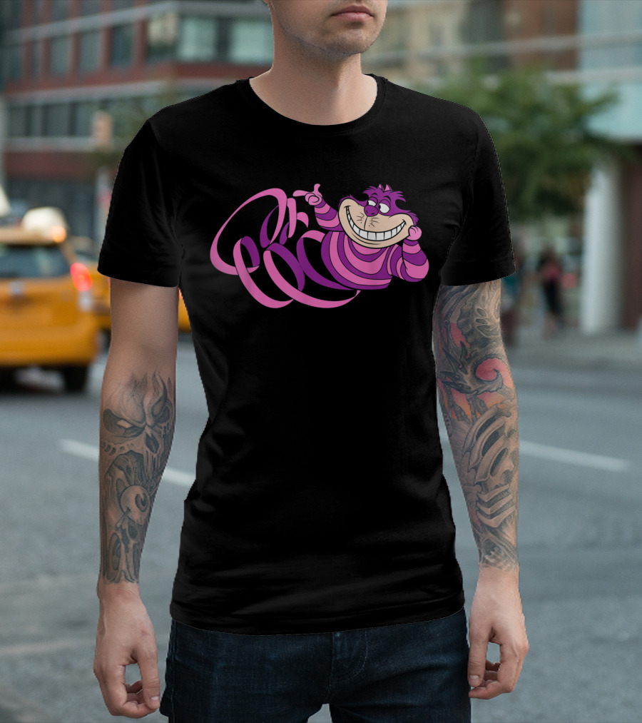 Weird Cheshire Cat Mad Pink Spiral Halloween T-Shirt