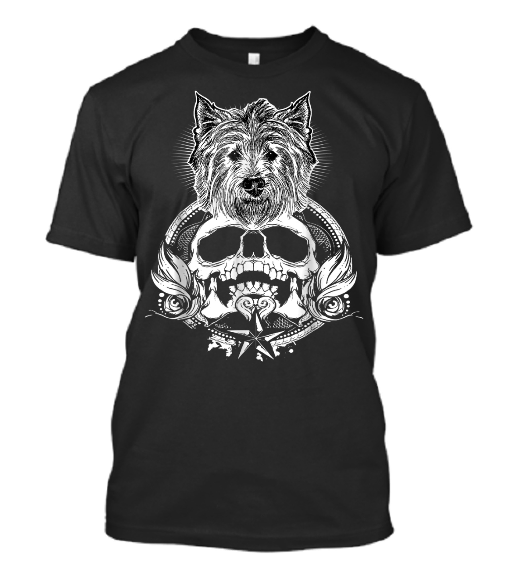 Westie Skull Dog With Ornate Skull And Star T-Shirt