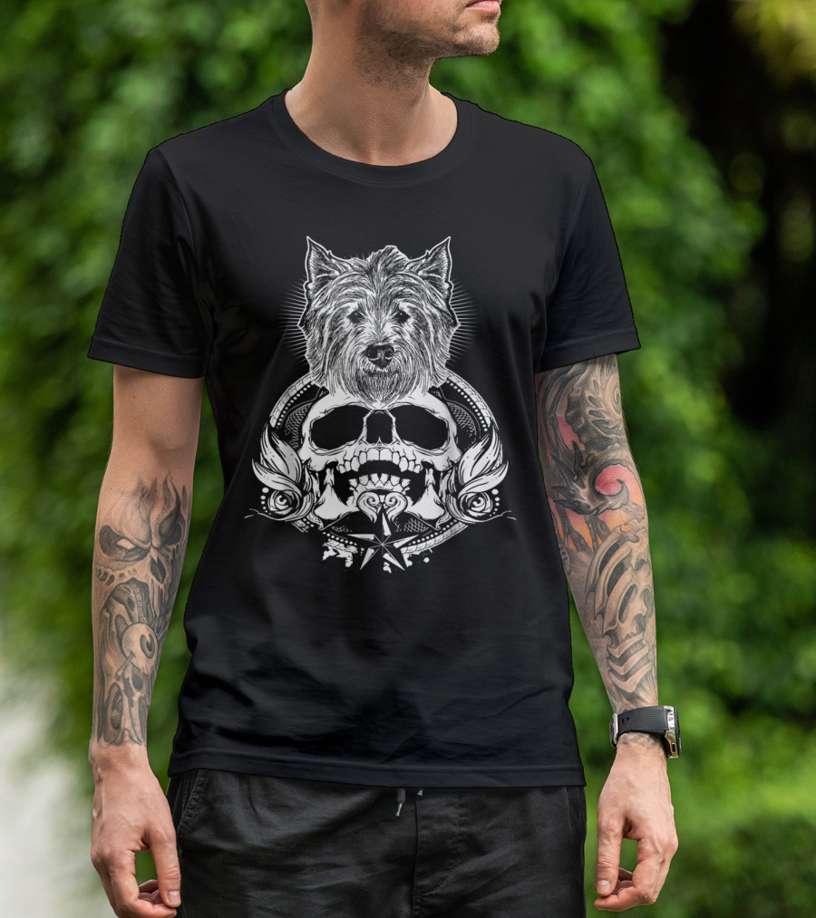 Westie Skull Dog With Ornate Skull And Star T-Shirt