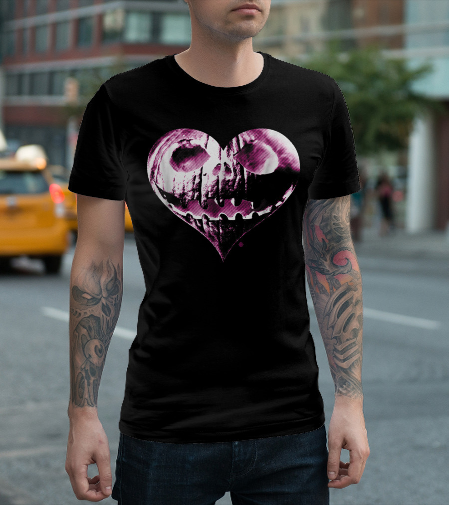 Wicked Love Pumpkin Halloween Heart with Jack-O'-Lantern Face T-Shirt