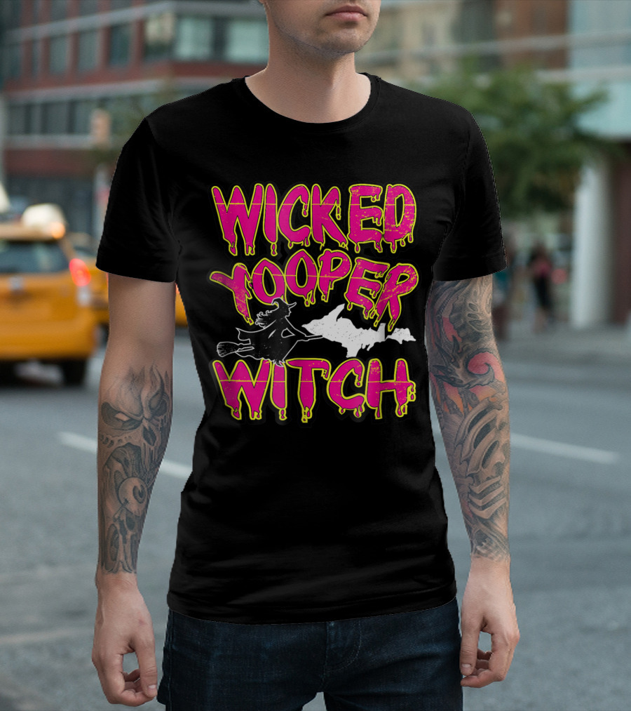 Wicked Yooper Witch Upper Peninsula Broomstick T-Shirt