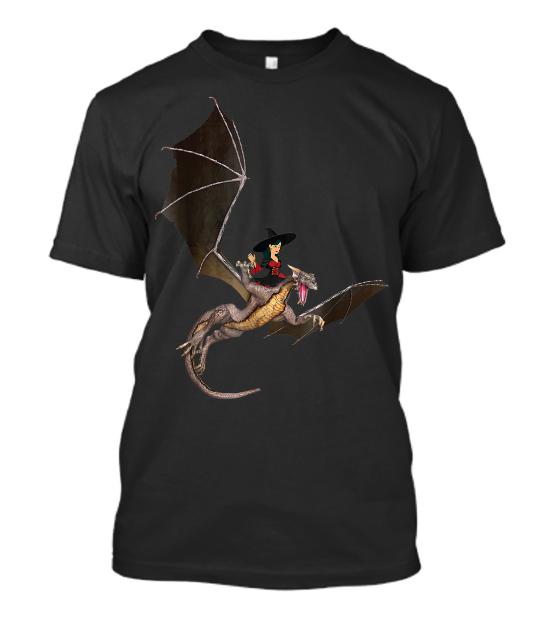 Witch Riding A Winged Dragon Fantasy Adventure T-Shirt