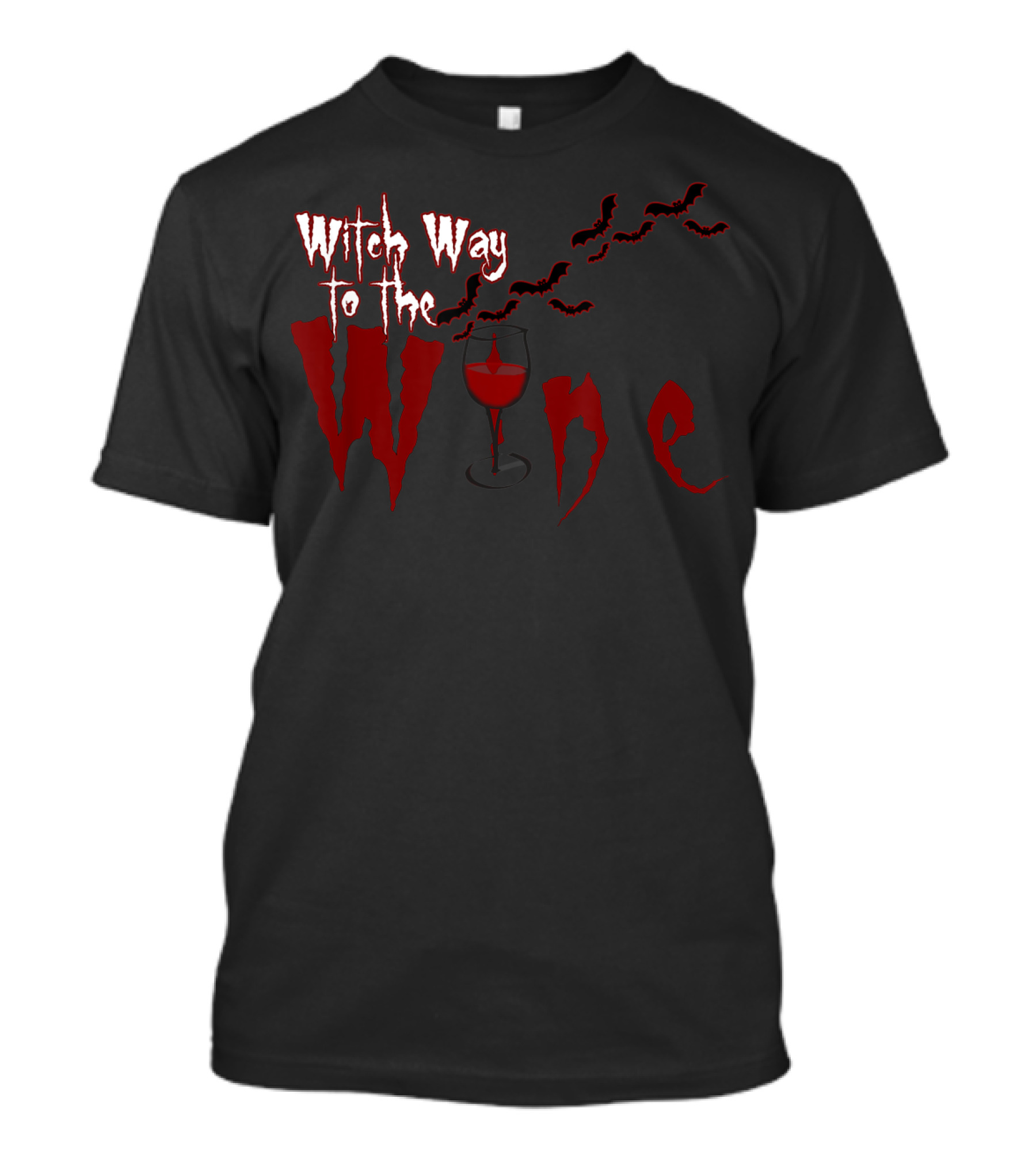 Witch Way To The Wine With Halloween Bats And Glass T-Shirt
