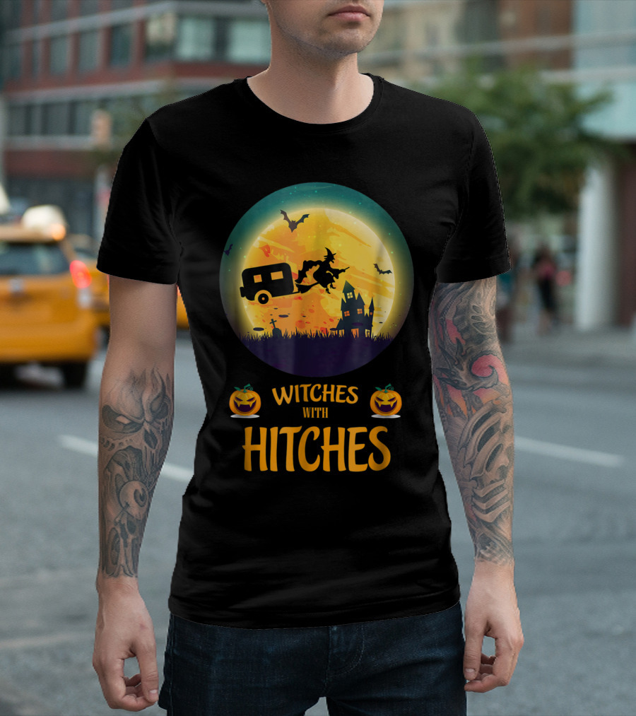Witches With Hitches Full Moon Camper Halloween Scene T-Shirt