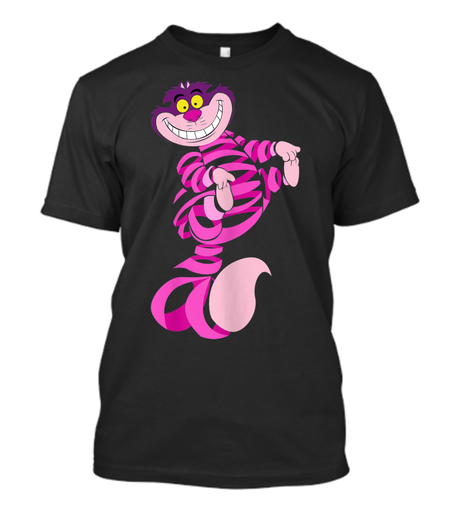 Crazy Cheshire Cat Wonderland Cats Striped Pink And Purple Grin T-Shirt