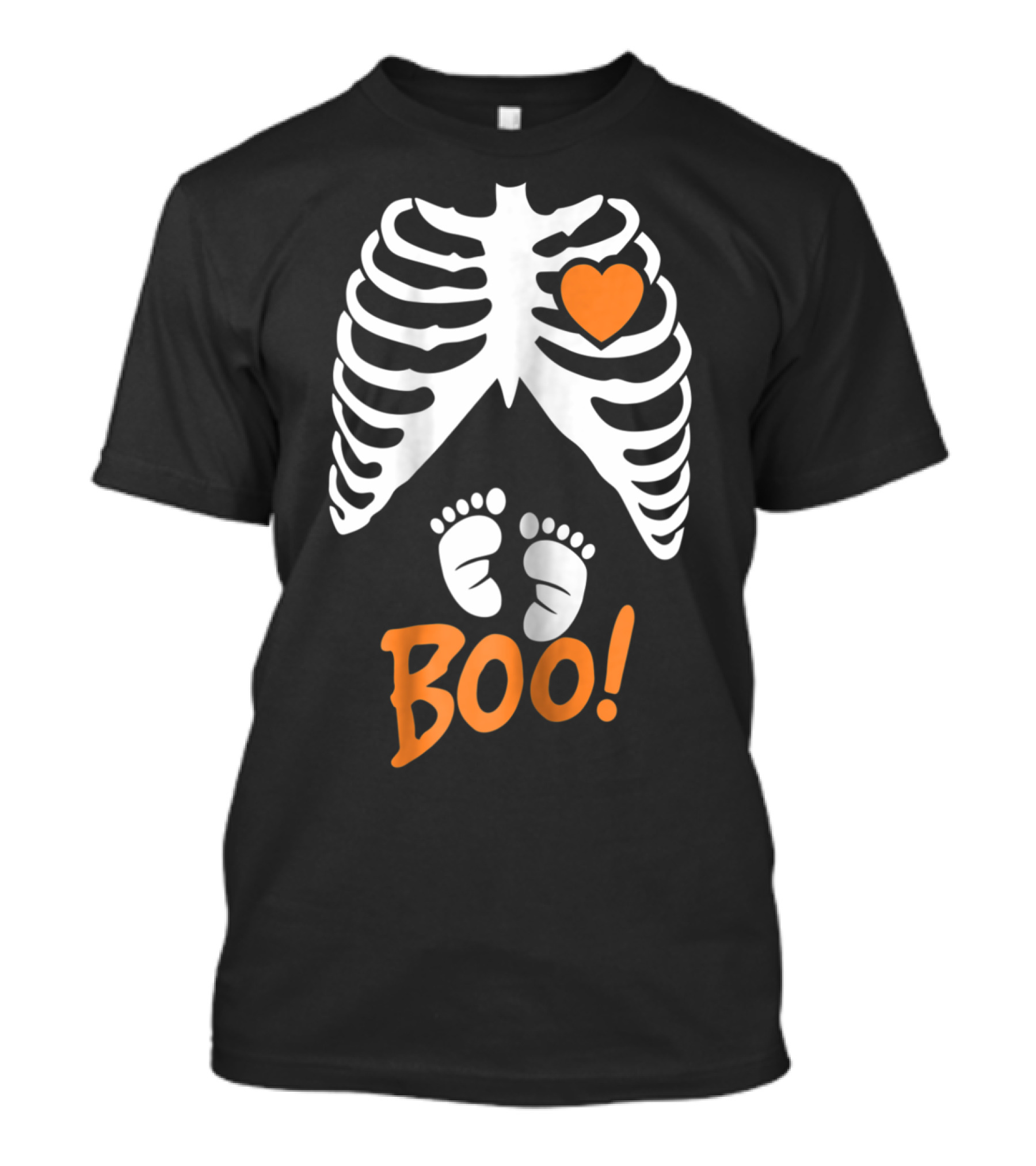 Cute Funny Pregnant Skeleton Boo Heart Baby Feet T-Shirt