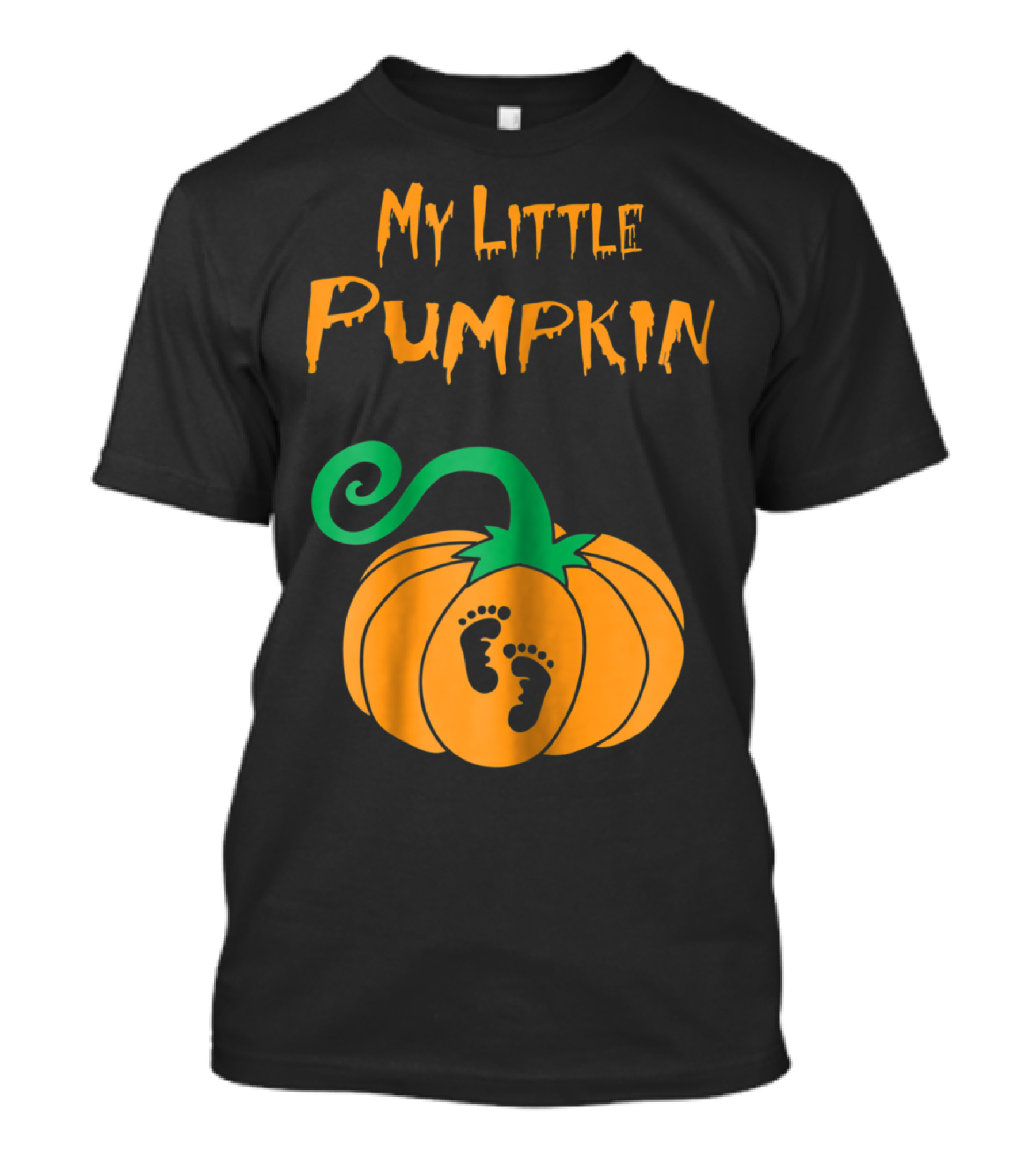 My Little Pumpkin Pregnancy Footprints On Orange Pumpkin T-Shirt