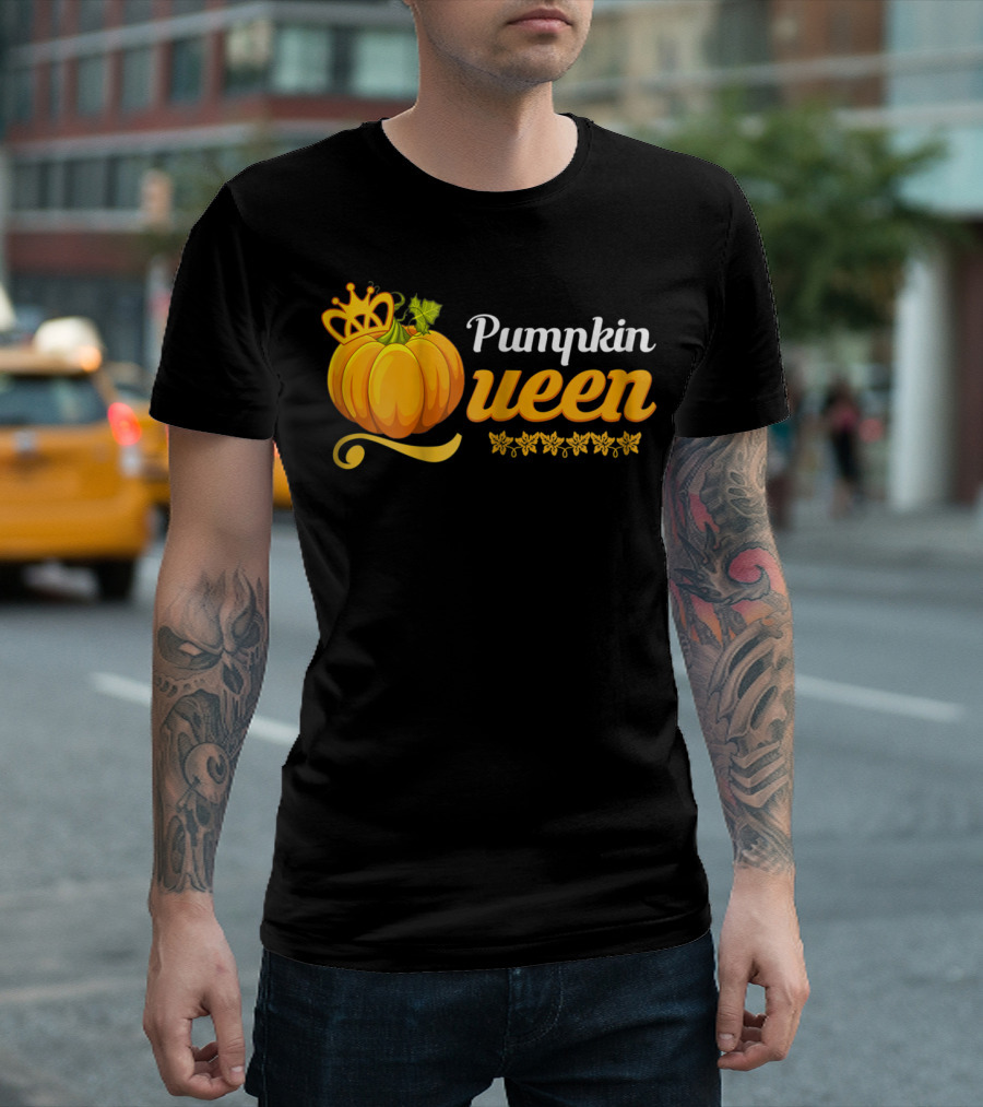 Pumpkin Queen Cute Pumpkin Spice Fall Crown Leaves T-Shirt