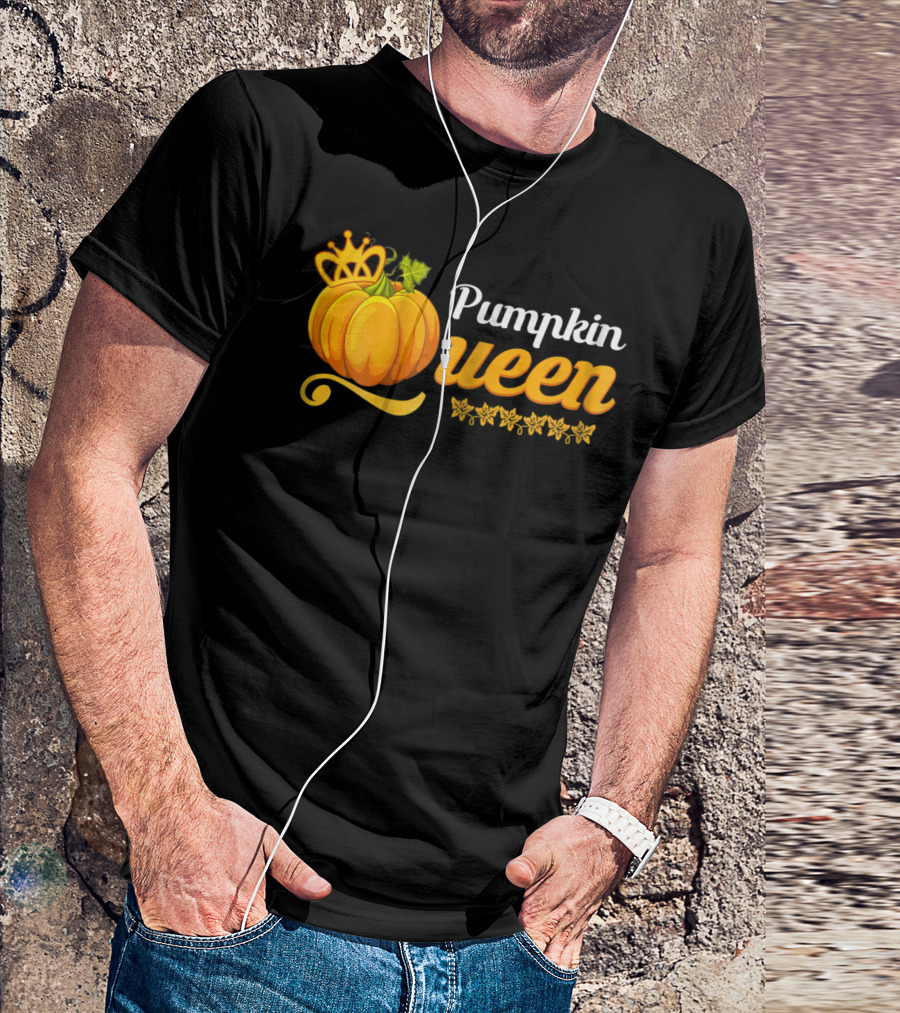 Pumpkin Queen Cute Pumpkin Spice Fall Crown Leaves T-Shirt
