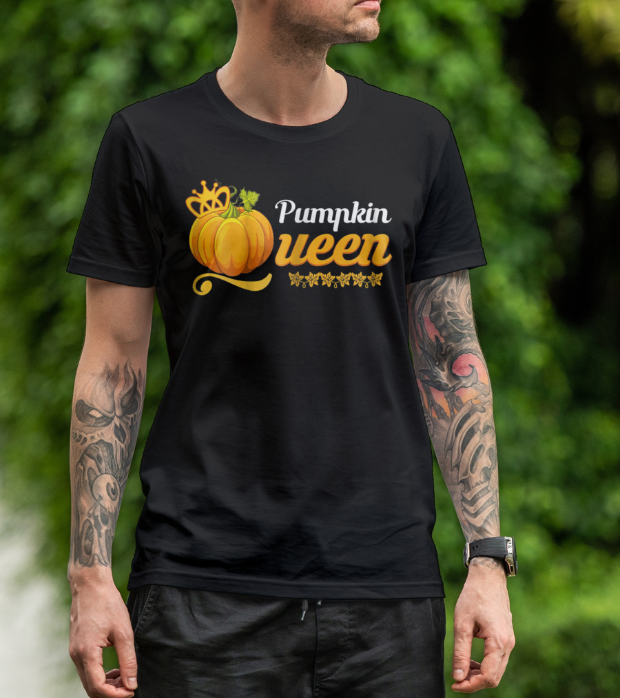 Pumpkin Queen Cute Pumpkin Spice Fall Crown Leaves T-Shirt