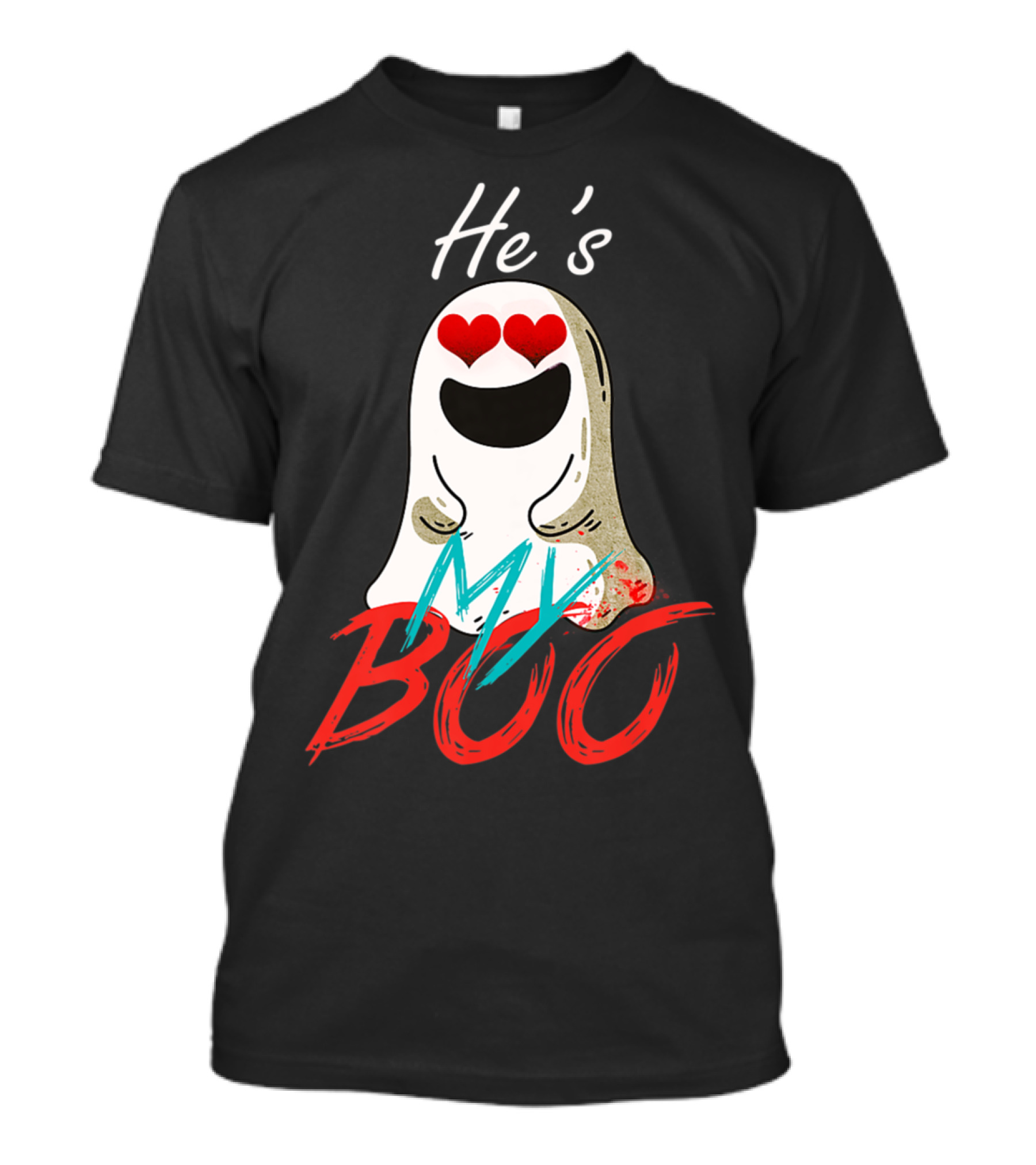 He's My Boo Ghost With Heart Eyes Spooky Couples T-Shirt