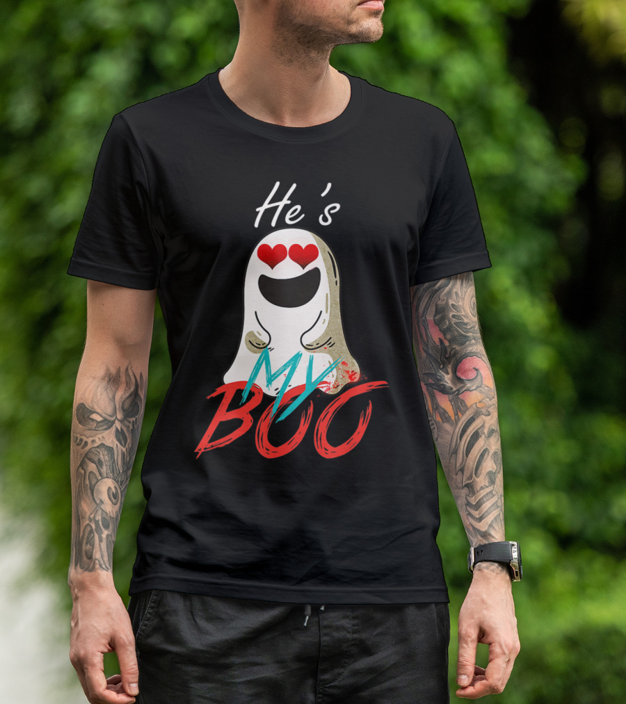 He's My Boo Ghost With Heart Eyes Spooky Couples T-Shirt