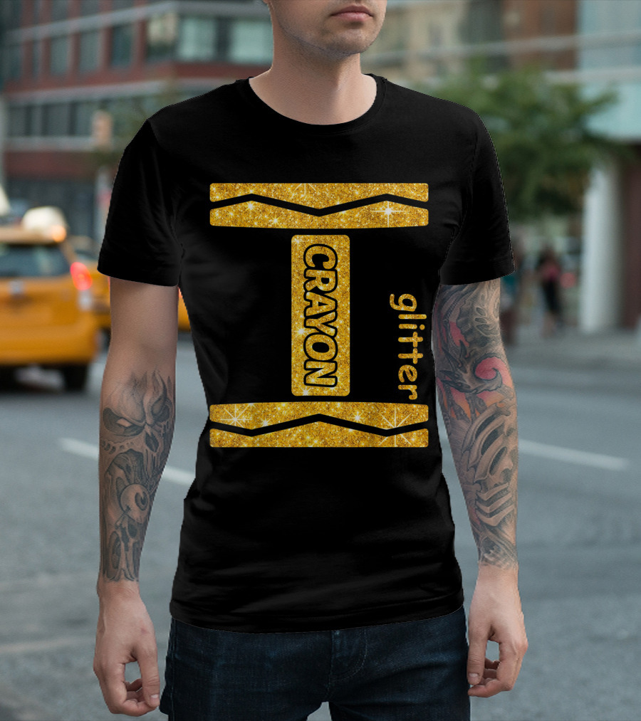 Glitter Crayon Yellow Friend Group T-Shirt