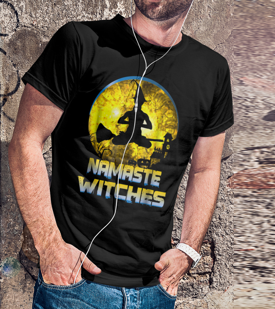 Namaste Witches Halloween Yoga Moon T-Shirt