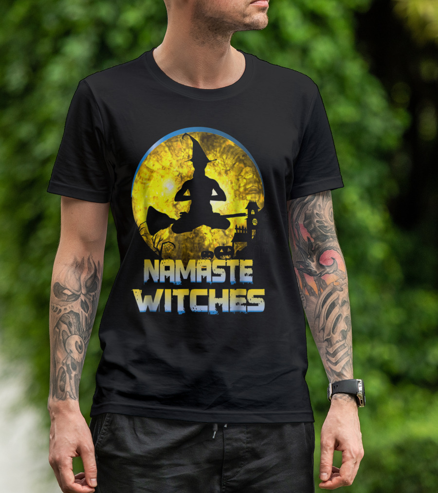 Namaste Witches Halloween Yoga Moon T-Shirt