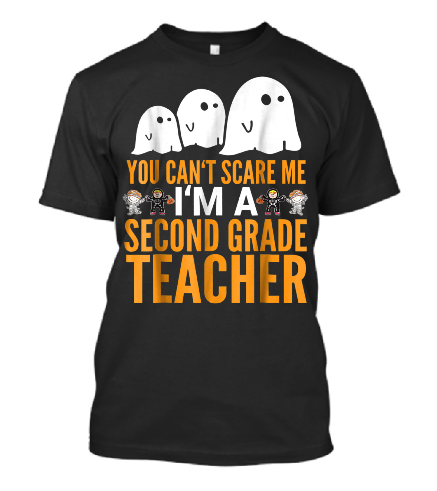 You Can't Scare Me I'm A Second Grade Teacher Halloween Ghosts And Astronauts T-Shirt