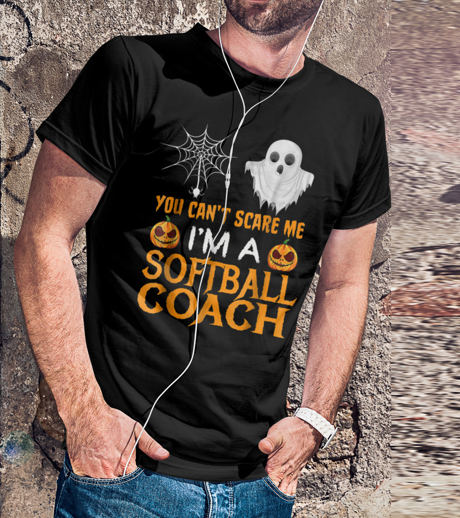 You Can't Scare Me I'm A Softball Coach Ghost Spider Pumpkin T-Shirt