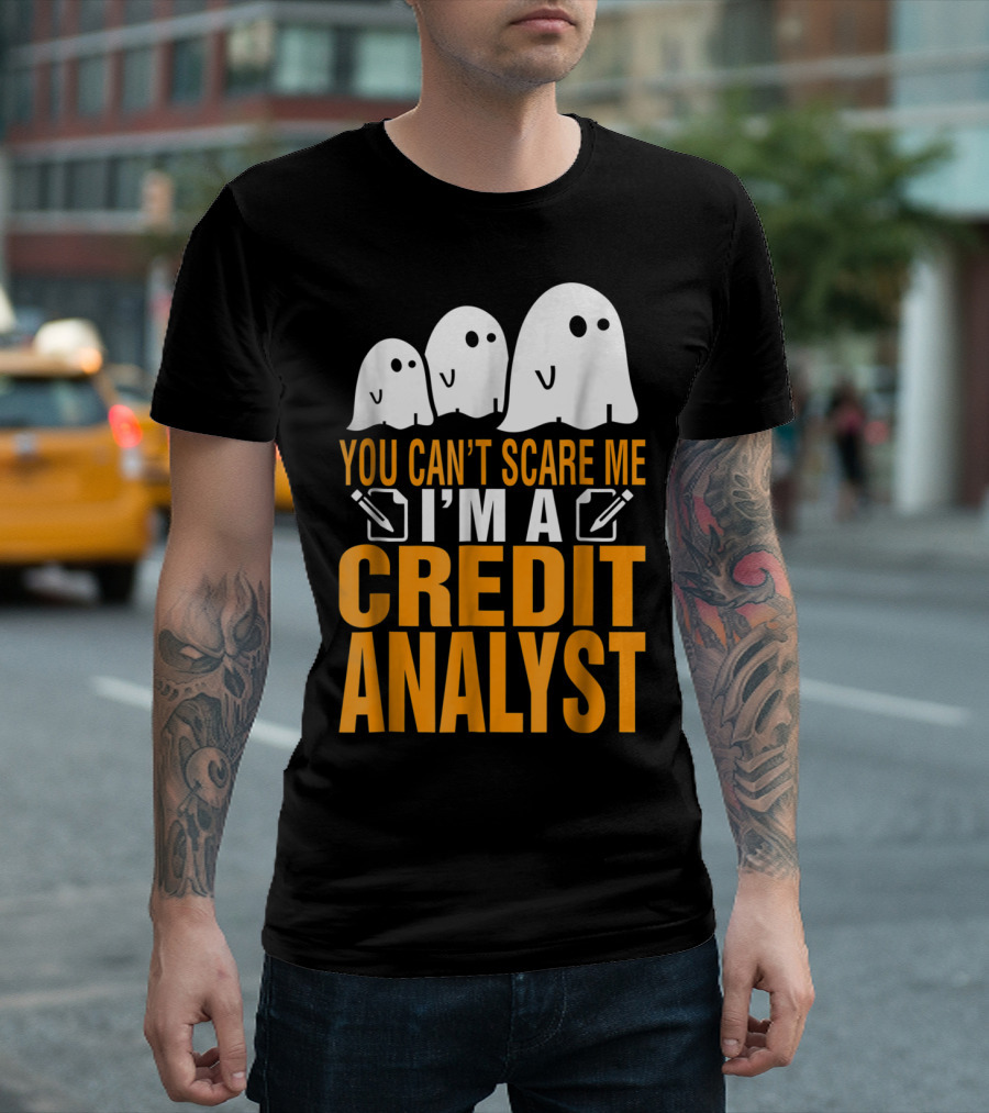 You Can't Scare Me I'm A Credit Analyst Ghost Icons T-Shirt