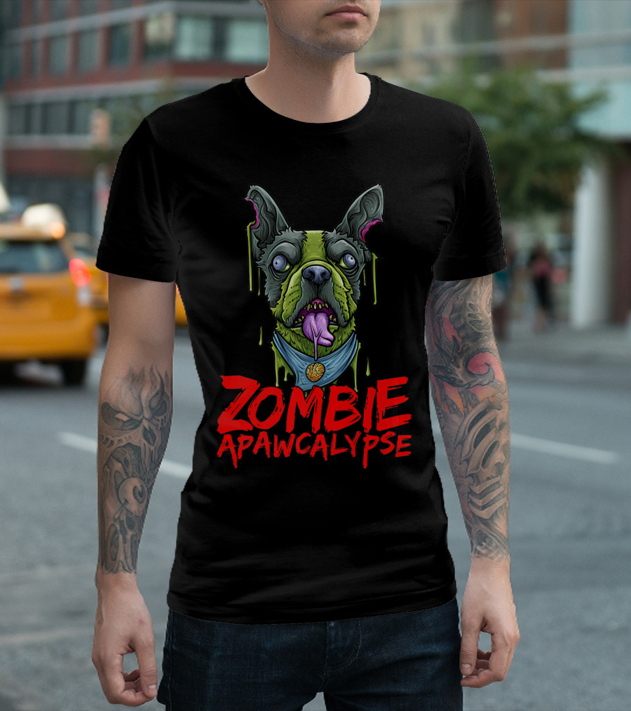 Zombie Apawcalypse French Bulldog Zombie Dog T-Shirt