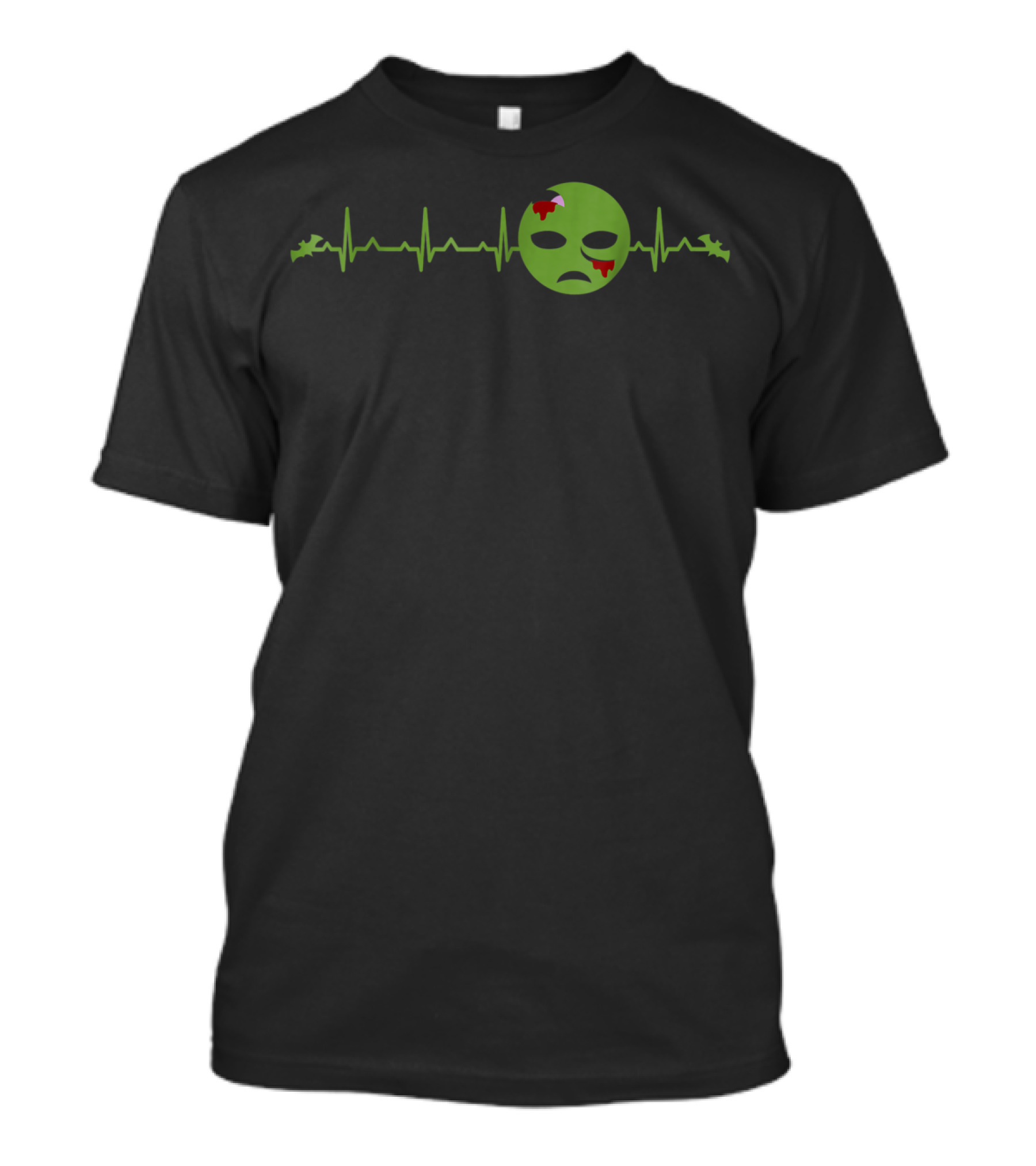 Zombie Heartbeat Halloween Nurse Doctor Green Face EKG T-Shirt