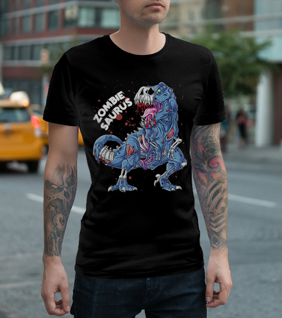Zombie Saurus Halloween Kids Dinosaur Monster T-Shirt