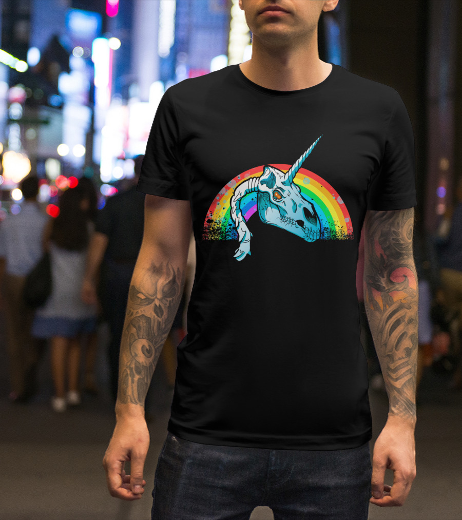 Zombie Unicorn Skull Undead Horse Rainbow Halloween T-Shirt