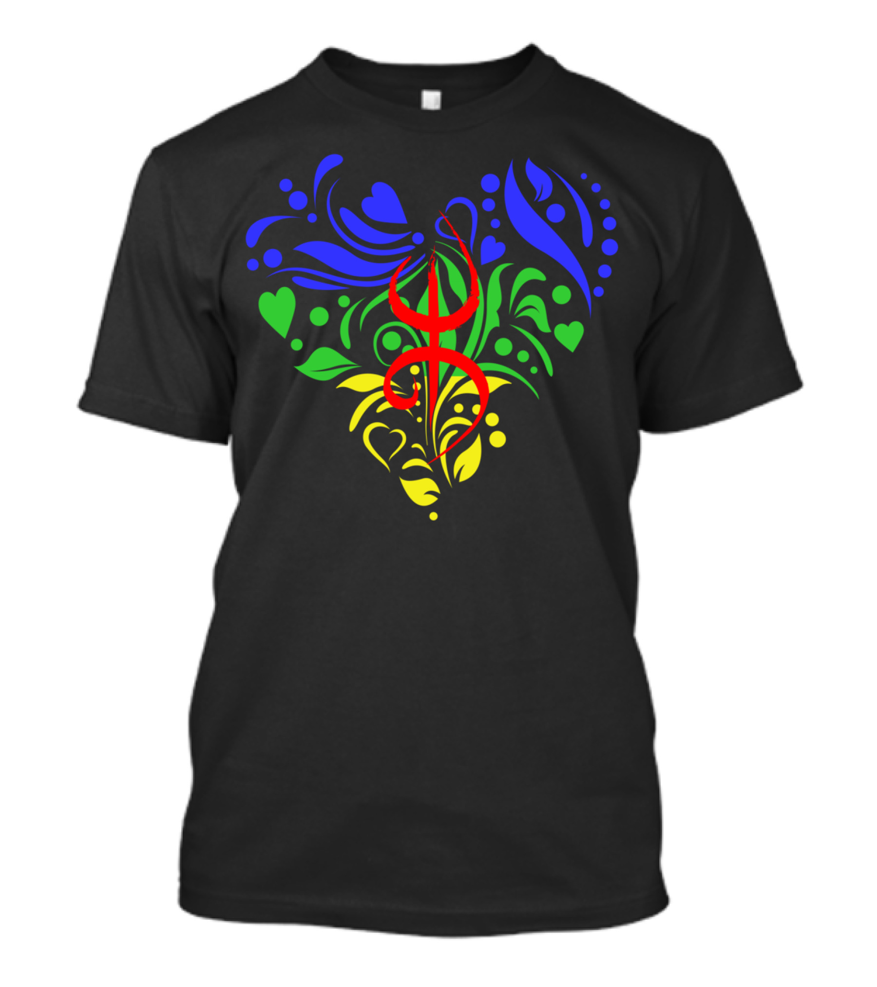 Amazigh Berbers Tifinagh Symbol Heart Multicolor T-Shirt