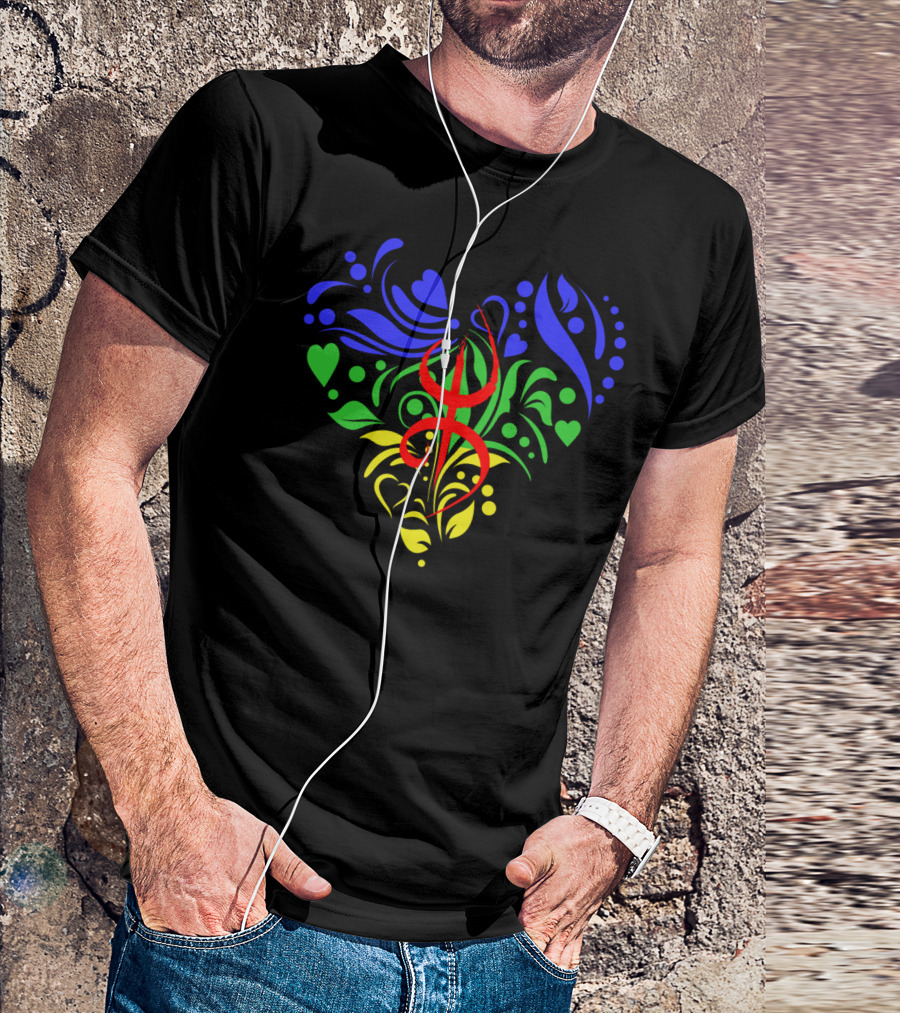 Amazigh Berbers Tifinagh Symbol Heart Multicolor T-Shirt