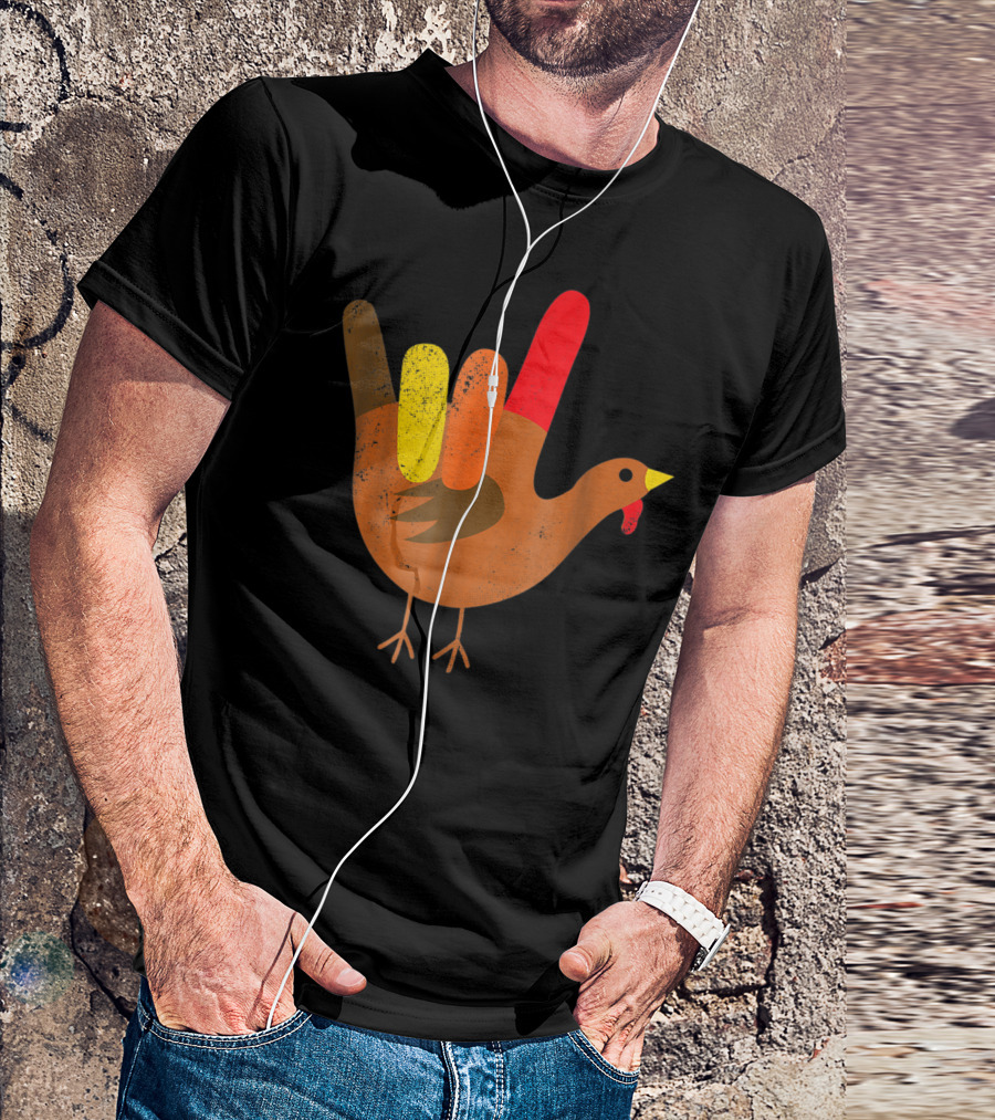 American Sign Language I Love You Turkey Thanksgiving T-Shirt