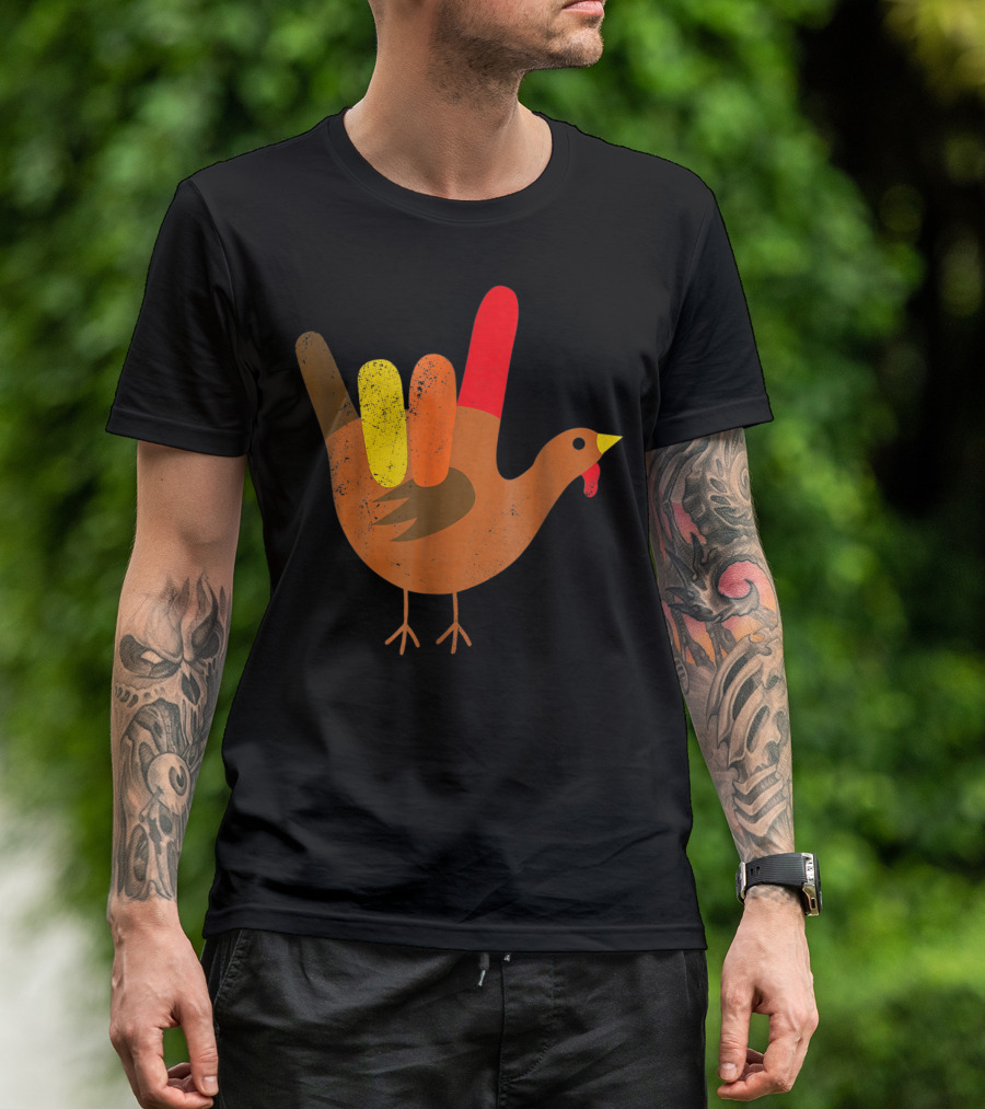 American Sign Language I Love You Turkey Thanksgiving T-Shirt