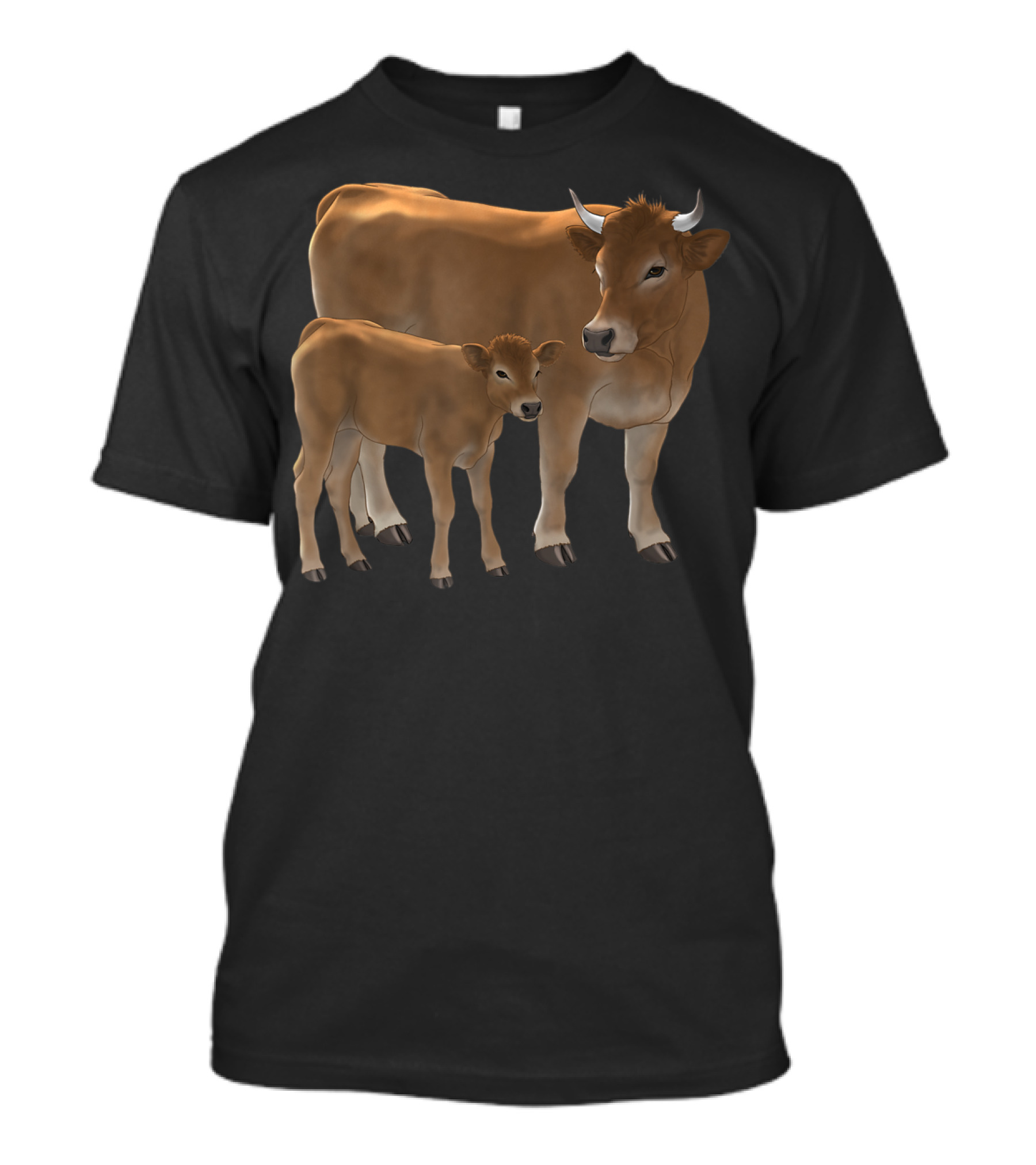Aubrac Or Jersey Brown Cow And Cute Calf Cattle T-Shirt