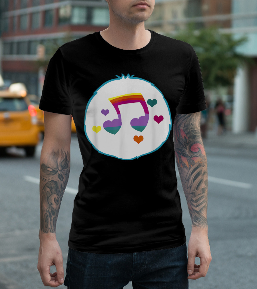 Bear Costume Funny Hopeful Heart Rainbow Musical Note T-Shirt